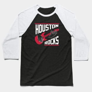 Houston Rocks Air Guitar - Navy Baseball T-Shirt